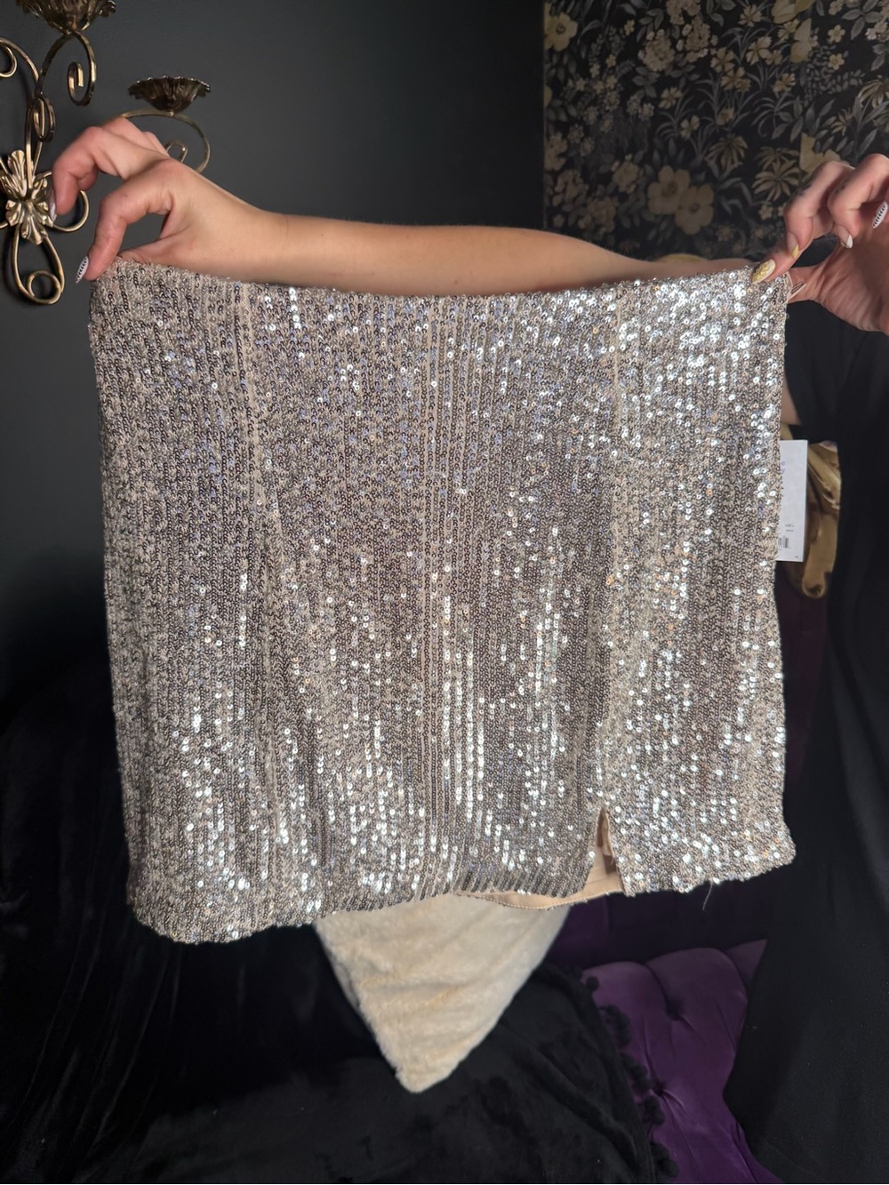 Sequin Mini Skirt - Champagne Sparkle large